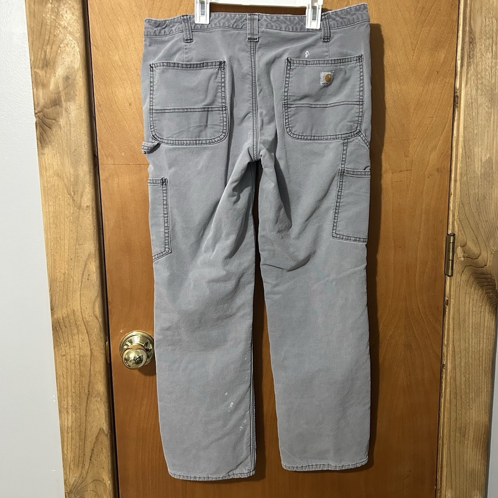 Carhartt Pants Womens 14 Fleece Lined Carpenter Original Fit Canvas Bleached - Picture 7 of 12